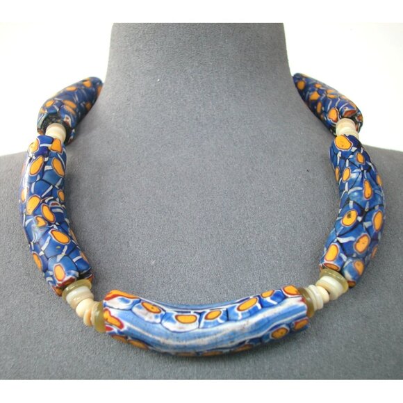 Venetian Milefiori 2" African Trade Beads 14" - Picture 1 of 4